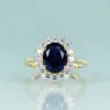 Solitaire Ring Gem's Beauty Princess Diana Inspired Statement Engagement Ring 14K Gold Filled Sterling Silver Lab Blue Sapphire Birthstone Ring 230607