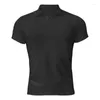 Men's Casual Shirts Men Short Sleeve Turndown Collar Summer Elastic Stretch Shirt Boys Polo Neck Quick Dry Breathable Gym Fitness White Xxxl