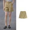 Vrouwen Shorts 2023 Vrouwen Ontspannen Rechte A-lijn Knop Zakken Zomer Vrouwelijke Effen Kleur Hoge Taille Office Casual Outfit W77