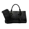 vente en gros sacs à bandoulière pour dames 5 couleurs grande capacité sac à main en cuir horizontal élégant couleur unie en relief sacs à main motif crocodile sac en deux pièces 70985 #