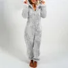 Women's Fur One Piece Pajamas For Women Winter Fleece Home Sleepwear Warm Thicken Onesie Cosplay Bear Homewear Jumpsuit Costume Romper