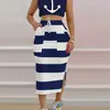 Women Two Piece Dress Designer 2023 New Fashion Sleeveless Tank Top Printed Split Half Skirt Split 11 Colours