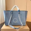 Borsa da spiaggia di alta qualità Borsa tote di lusso Designer Borsa da donna Borsa della spesa ricamata in denim di moda casual