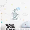 Cartone animato Elefante Luna Stelle Blu Verde Adesivi murali Nursery Decalcomanie da muro rimovibili Poster artistici Interni per camerette per bambini Decorazioni per la casa