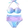 Damen Bademode Urlaub Stil Muschel Bikini Set Bandage Sexy Perle Push Up Badeanzüge Sommer Strand Tragen Badeanzug Frauen