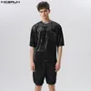 Mens Tracksuits Incerun Men sätter Velor Solid Color Streetwear Kort ärmfickor T Shirt Shorts 2st Loose Fashion Casual Suits 7 230607