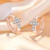 Designer Jewelry Cross Silver Earrings Classic Cz Diamond Hoop&Huggies Earring