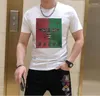 T-shirt da uomo con strass Hip Fashion Uomo Anime T-shirt in cotone Streetwear Design Drop