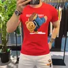 T-shirts masculinas de luxo Harajuku com estampa de urso fofo Mans T-shirt moda gótica masculina com decote em O Tops roupas femininas casuais camiseta de manga curta 230607