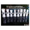 Tillbehör 14mm 18mm Glass Slide Converter 8 Typ Male to Female Converts Thick Adapter Standard för vattenrörets oljerigg VT0156 Drop DH3BY