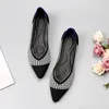 Women's Shoes Mesh Breathable Pointed Toe Flat Shoes Fashion Soft Bottom Knitted Shoes Female Casual Slip on Footwear Loafers