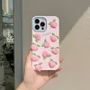 DHL grátis atacado 3D bonito pêssego rosa capa de telefone de verão para iphone 14 13 12 i11 pro max 14pro 13pro menina frutas silicone macio capa de proteção à prova de choque