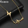 Brins Cordes Kcaco Mode Personnalisé En Acier Inoxydable Arabe Nom Collier Avec Papillon Pour Les Femmes Personnalisé Lettre Or Collier Ras Du Cou Cadeau 230607