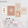 Boho Art Affischer Unicorn Prints Bunny Print Bilder Cartoon Alpaca Canvas Målning Nursery Wall Baby Room Decor 179p