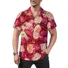 Herren-Freizeithemden, blaues Rosen-Druck-Strandhemd, Blumen-Design, hawaiianischer Mann, Y2K-Blusen, kurzärmeliges, bedrucktes Oberteil, große Größe