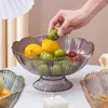 Tigelas modernas transparentes bandeja de frutas decorativas tigela de doces com base de drenagem cesta de nozes exibição de sobremesa decoração de casa