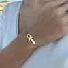 Link Armbanden Roestvrij Staal Eenvoudige Klassieke Mode Kruis Egyptische Enkelband Levenssymbool Meisje Elegante Charme Retro Vrouwen Sieraden