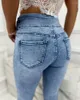 Jeans femme Wepbel Sexy crayon femmes perle ornement taille haute serré Denim pantalon Skinny pantalon Streetwear