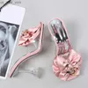 Transparent Slippers For Women 2023 Summer Fashion Pink Butterfly-knot Designer Sandals Clear Heels Size 46 Female Shoes L230518