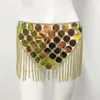 Abiti da lavoro Metallic Glitter Paillettes Donna Rave Festival Crop Top Gonna con nappe Mini catena in vita Nightclub Party Beach Burning Man Abiti