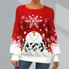 Women's Blouses Lady Christmas Top Colorful Blouse Snowflake Pattern Xmas Sweatshirt