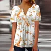 Kvinnor BLOUSES Kvinnor Summer Printing Trendy Sexy Button Cardigan Short Sleeve Shirt V Neck Casual Fitted Tunic Clothes Brand Shirts For