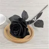 Ramo de cabeza de flor artificial de rosa negra de seda para el hogar, sala de estar, deshierba, decoración de Navidad, decoración de Año Nuevo, 8-9 cm, GC2170