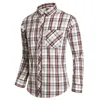 Chemises décontractées pour hommes Mens Fashion Striped Polyester Cotton Buckle Revers Long Sleeve Shirt Top Blouse Sleeves