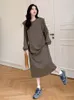 Casual Dresses 2023 Spring Autumn Korean Long Sleeve Woman Hoodies Dress Vestidos Robe Femme Loose Plus Size Maxi Shirt