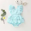 Rompertjes Citgeett Zomer Solid 024 M geboren Baby Meisje Kleding Ruffle Katoen Romper Mouwloze Jumpsuit Outfit Sunsuit 230607