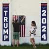 2 stks, Trump 2024 Vlag Nemen Amerika Terug Red Amerika Opnieuw Grote Banners Outdoor Veranda Yard Teken Tuin Deur Muur Decoratieve Banner