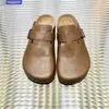 Kalın Sole B K Half Drag çok yönlü sandalet mat deri retro bir ayak pedalı baotou çift ayakkabıları lüks tasarımcı erkek ayakkabıları kadın ayakkabıları boyutları 35-44 +kutu