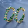 Hoop Earrings Charm Female Fashion Yellow Gold Color Wedding Cute Green Crystal For Women