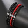 4mm Natural Stone Handmade Cross Beaded Strands Charm Bracelets Party Club Elastic Jewelry For Men Women