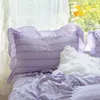 Ensembles de literie Violet Princesse Ensemble de literie de luxe Couleur unie Housse de couette Taie d'oreiller Linge de lit Twin Queen King Ensemble de draps Femme Fille Kawaii Ensemble 230607