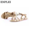 Sandalet Xpay Moda Yaz Perçinleri Düz Rahat Kadınlar Sandalet Feminina Terlik Boyutu 36-41 J230608