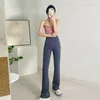 Yoga Training Flared Pants Girl Soft Sanding Sport Yogas Pants High Waist Fitness Bell Bottoms Fast and Free Exercise Naked Full Length Breathable