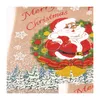 Julekorationer Merry Garden Flag Santa Claus Print Linen Hang Happy Year Banner Decoration DBC Drop Delivery Home Festive Par DH0UV