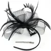 British Retro Feather Mesh Bridal Headwear Hair Bands Ladies Dinner Dresses Matching Hair Clips