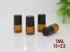 Factory Price 1ml Glass Roller Empty Amber Glass Bottles Metal Roller Ball Mini Perfume Sample Bottle Essential Oil Bottles 1000pcslot