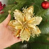 Dekorativa blommor 3/5/10pcsglitter Artificial Christmas Xmas Tree Ornaments Merry Decorations for Home Year Gift Navidad 14C