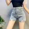 Women's Jeans Split High Waist Irregular Shorts Women's Boots Short Pants Ladies Classic Fashion Wide Leg Bandage Summer