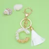 Alfabeto Letra Inicial Chaveiro Amuleto de Festa Pingente de Glitter Dourado Tassel Chaveiro para Bolsa Bolsas Mulheres Meninas JN08