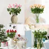 Decorative Flowers 1/3pcs Rose Artificial Long Stem With Leaves Real Touch Simulation Branches For Wedding Home Decoration Fake Flower