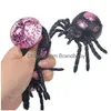 Jouet de décompression Halloween Fidget Glitter Poudre Squishy Spider Mesh Squish Ball Anti Stress Ventilation Balls Squeeze Toys Relief Anxi Dhtf9