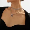 Kolye Kolyeleri Moda Pençe Zinciri Rhinestone Collarbone Yığılmış Kolye Vintage Aşk Kalbi Kadınlar Akşam Yemeği Takı