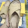 New Sandalo di paglia Pantofole da donna Designer Vacation Beach Slide Fashion Home Shoes Pantofole da doccia con fondo in gomma
