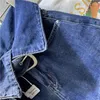 Jeans da donna blu scuro ultra corto 2023 primavera/estate tasca dolce pantaloni a gamba larga per le donne pantaloncini Jean denim femminile