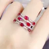 Cluster Rings Natural Real Ruby Luxury Big Ring Per Jewelry 925 Sterling Silver 3 5mm 0.35ct 8pcs Gemstone Fine J213302