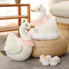 Plush Dolls Swan Chick Family Toy Chicken Mother Swan Chicken Baby Lifelike Animals Stuffed Doll With Nest Kids Comforting Gift 230608